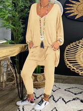Load image into Gallery viewer, Simple Casual Loose V Neck Long-Sleeved Top Pants Suit
