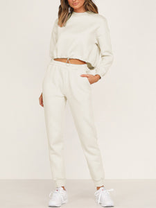Round Neck Long Sleeve Sweatshirt Suit