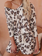 Load image into Gallery viewer, Holiday Round Neck Leopard Print Two-piece Set
