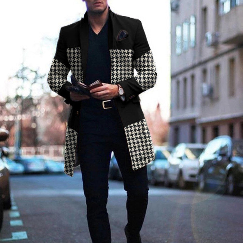 Fashion Mosaic Houndstooth Men'S Windbreaker Jacket