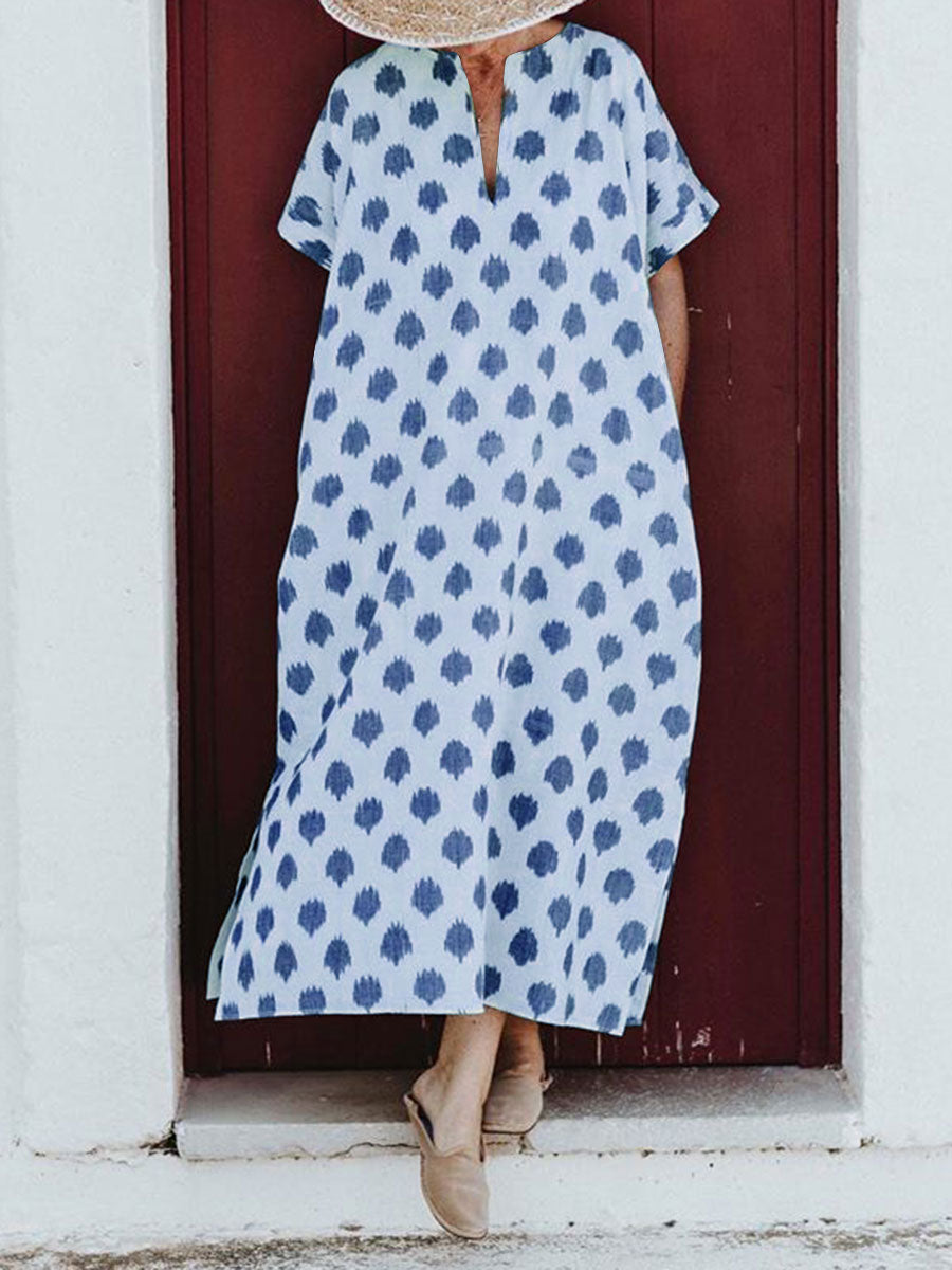 BohemianCasualVintageV-NeckLongDress