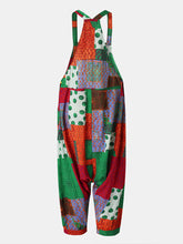 Load image into Gallery viewer, Vintage Printed Sleeveless Loose Overalls Jumpsuit
