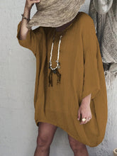 Load image into Gallery viewer, Round Neck Casual Solid Linen Blouses
