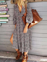 Load image into Gallery viewer, V-neck Bohemian Leopard Print Casual Dress
