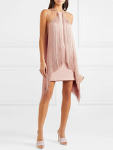 Load image into Gallery viewer, Tulle-paneled Fringed Mini Dress
