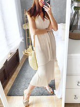 Load image into Gallery viewer, Simple Casual Loose V Neck Top Skirt Suit
