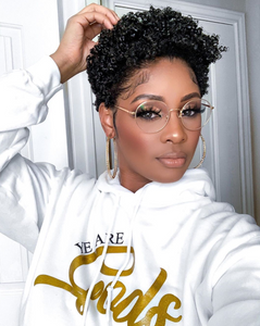 Black Short Curly Hair Small Explosive Head Synthetic Wigs