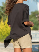 Load image into Gallery viewer, Round Neck Hem Split Solid Color T-Shirt Tops

