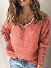 Load image into Gallery viewer, V-neck Loose Warm Women&#39;s Long-sleeved Knited Sweater
