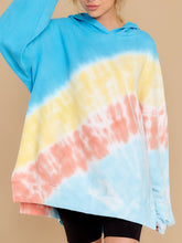 Load image into Gallery viewer, Casual Blue Multi Tie Dye Hoodie
