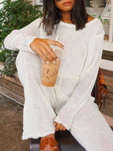 Load image into Gallery viewer, Two Piece Set of Casual Hollow Loose Wide Leg Pants
