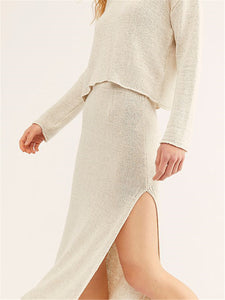 Solid Color Knitted Loose Suit Skirt