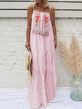 Load image into Gallery viewer, Bohemian elegant tassel Slip Maxi Dress for Vacation
