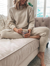 Load image into Gallery viewer, Simple Casual Loose Round Neck Blouse Pants Knitted Suit
