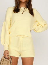 Load image into Gallery viewer, Fashion round neck solid color loose sleeve two-piece suit

