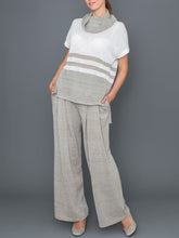 Load image into Gallery viewer, Turtleneck Striped Short Sleeve Top Pants Suit
