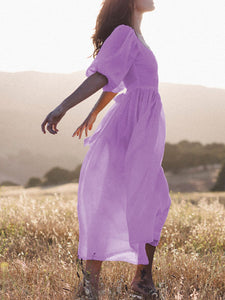 Bohemian Solid Color Maxi Dress