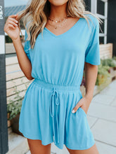Load image into Gallery viewer, Casual Solid Color V-neck Short Sleeve Jumpsuit
