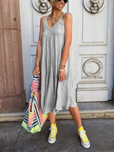 Load image into Gallery viewer, Solid Color Dress with Suspenders
