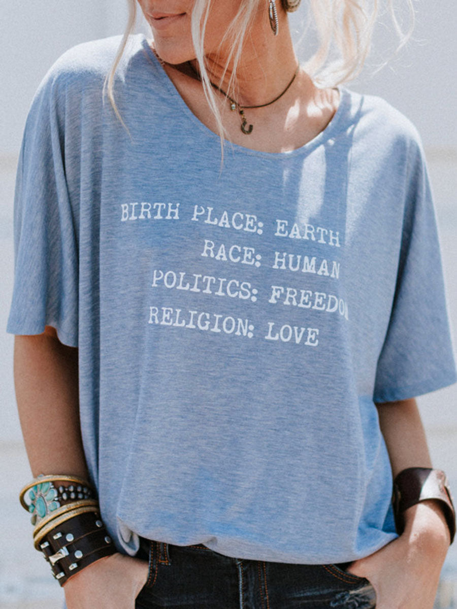 Loose Round Neck Short Sleeve T-Shirts Casual Tops