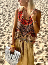 Load image into Gallery viewer, Vintage Bohemian Loose V Neck Leopard Print Top
