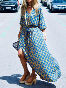 Vintage Elegant V-Neck Maxi Dress