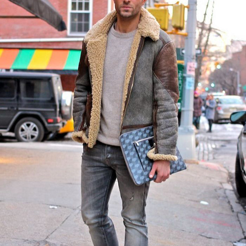 Men'S Autumn And Winter Solid Color Lapel Mid-Length Coat