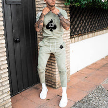 Load image into Gallery viewer, Men&#39;S Spades Green Stripes Casual Two-Piece Suit
