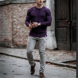 Casual Round Neck Solid Color Long Sleeve T-Shirt