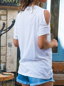 Casual T-Shirts V-Neck Pure Color Tops