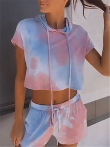 Tie-dye Loose Short Sleeve Suit