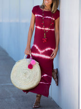 Load image into Gallery viewer, Short Sleeve Round Neck Tie-dye Casual Maxi Dress
