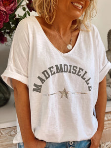 V-neck Short Sleeve Letter Print T-shirts