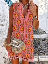 Load image into Gallery viewer, Vintage Bohemian Vintage Floral Tassel Dress

