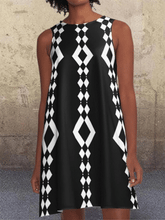 Load image into Gallery viewer, Geometric Pattern A-line Retro Print Pocket Casual Dress
