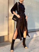 Load image into Gallery viewer, V-neck Solid Color Button Shirt Dress
