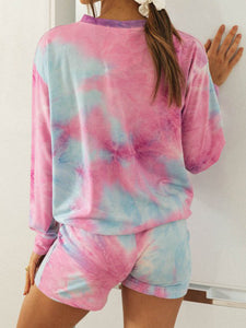 Round Neck Long Sleeve Tie-dye Suit