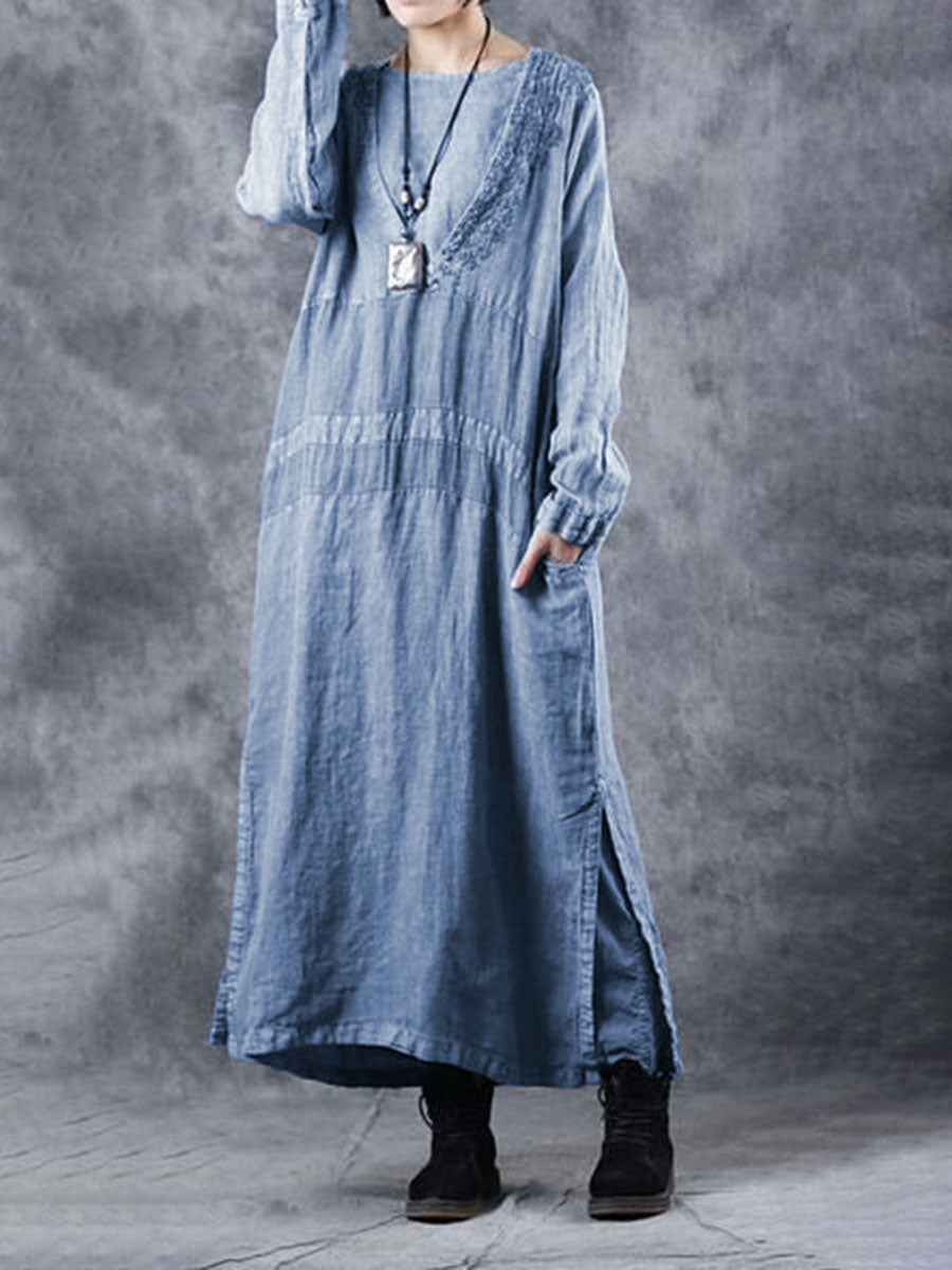 Fashionable Personality Solid Color Long Sleeve Dress