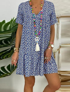 Holiday Round Neck Floral Print Dress