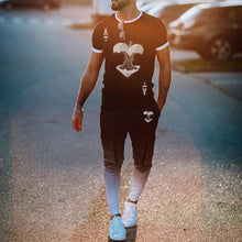 Load image into Gallery viewer, Men&#39;S Black Gradient Print T-Shirt And Pants Suit
