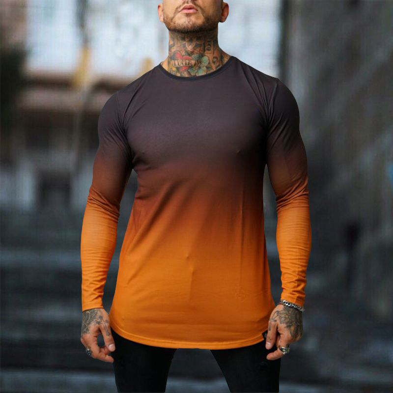 Men'S Fashion Gradient Slim Long Sleeve T-Shirt