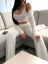 Load image into Gallery viewer, Long Cardigan Tank Top and High Waist Trousers Knitted Three-piece
