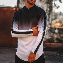 Load image into Gallery viewer, Gradient Side Seam Zipper Neck Long Sleeve T-Shirt
