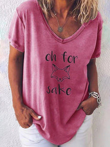 V-neck Graphic Print Paneled Short Sleeves Casual T-shirt