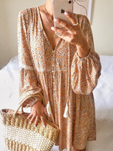 Load image into Gallery viewer, Casual Long Sleeve V-neck Floral Dress
