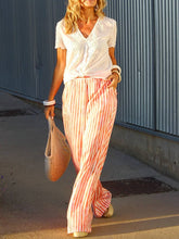 Load image into Gallery viewer, Casual Loose Short Sleeve Striped Two-piece Suit
