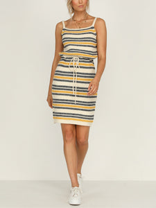 Striped Print Sleeveless Loose Dress