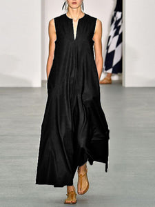 Fashionable Simple V-Neck Maxi Dress