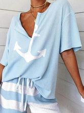 Load image into Gallery viewer, Short Sleeve Print V-neck T-shirts
