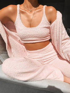 Fashionable Sexy Tube Top Solid Color Three-piece Suit